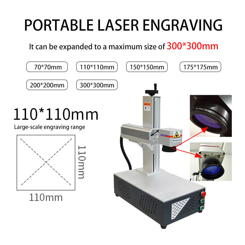 High Productivity High-Accuracy CNC Fiber Laser Marking Machine with 2.5D Galvanometer Head Air Cooling 7000-12000 Mm/s Speed