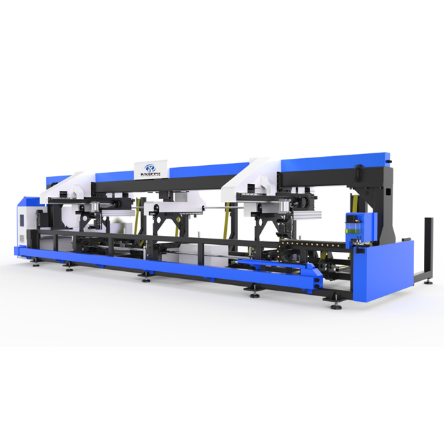 H Beam Laser Coping Beveling Cutting Machine with 3D Bevel Cut Head / Angle Steel Channels Square Pipe Round Tube CNC Fiber Laser Cutter