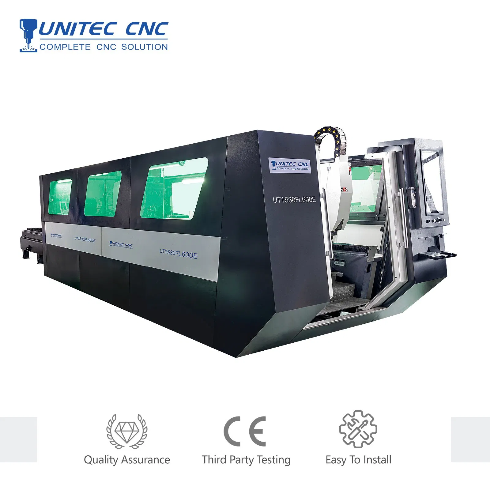 Unitec High Power Duel Table Full Enclosed Metal Stainless Steel Carbon Steel Aluminum Copper CNC Fiber Laser Cutter Cutting Engraving Machine
