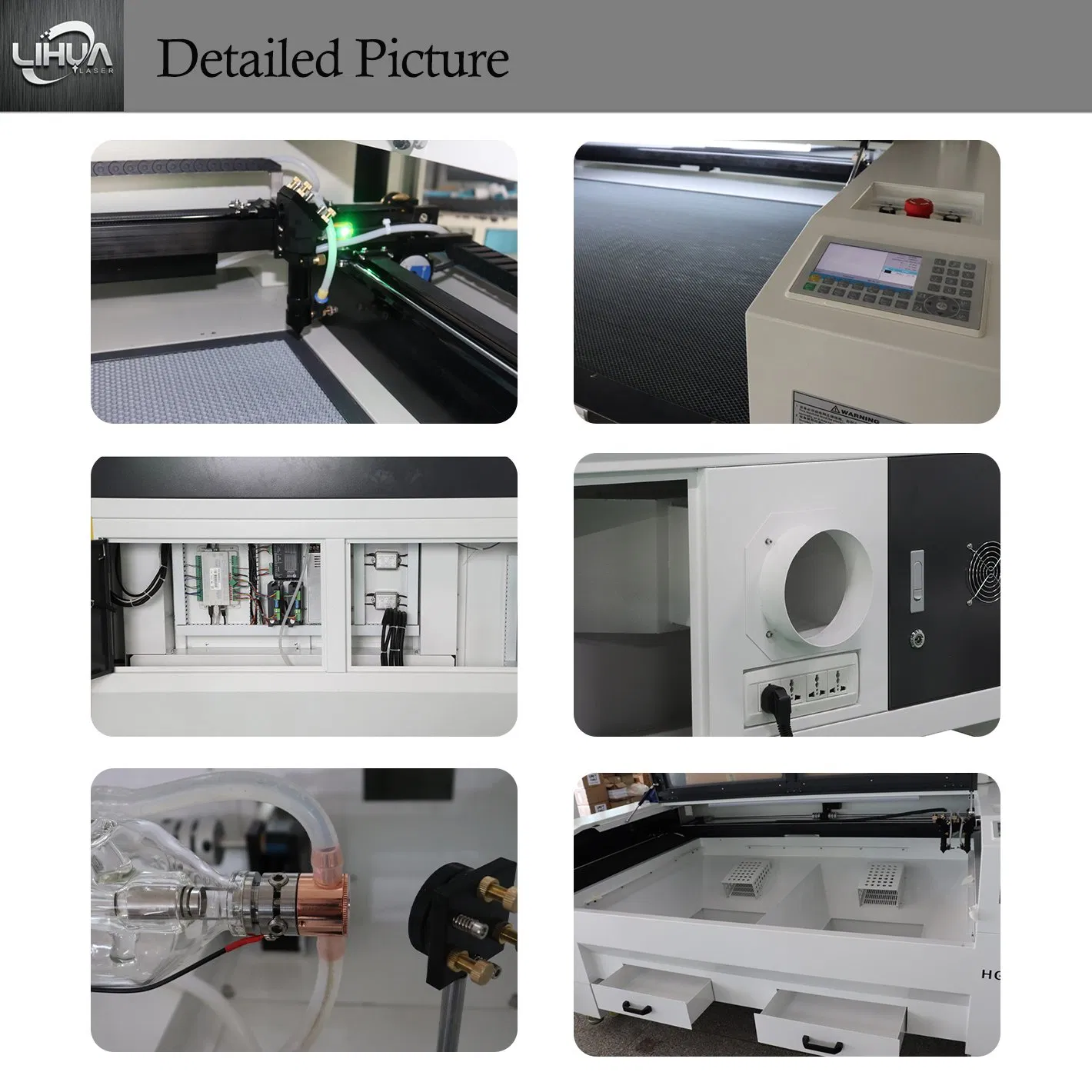 Lihua 960 1390 1610 Lazer Cutter 100w 150w 180w 260w 300w Foam Plastic Textile Paper Mdf Leather Acrylic Wood Fabric Cnc Co2 Laser Cutting Engraving Machine