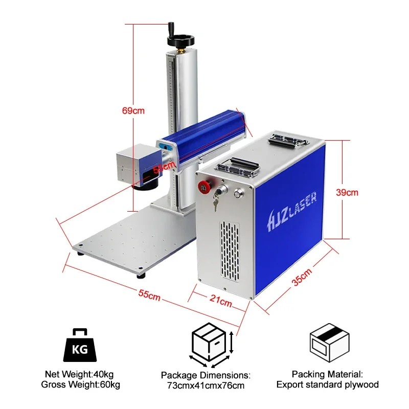 Jpt Portable Fiber Laser Marking Machine 2.5D 3D Air Cooling Curve Surface Embossing 3D Laser Engraving New Condition Ai Dxf Plt