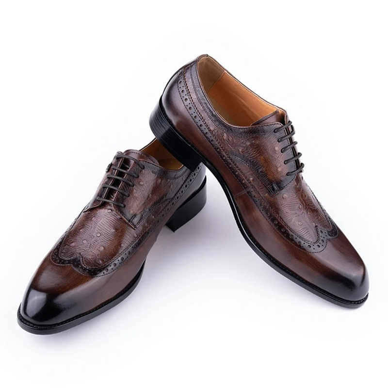 Zapatos de cuero elegantes, cuero genuino puro, hechos a mano, formales, clásicos, zapatos de vestir para hombre