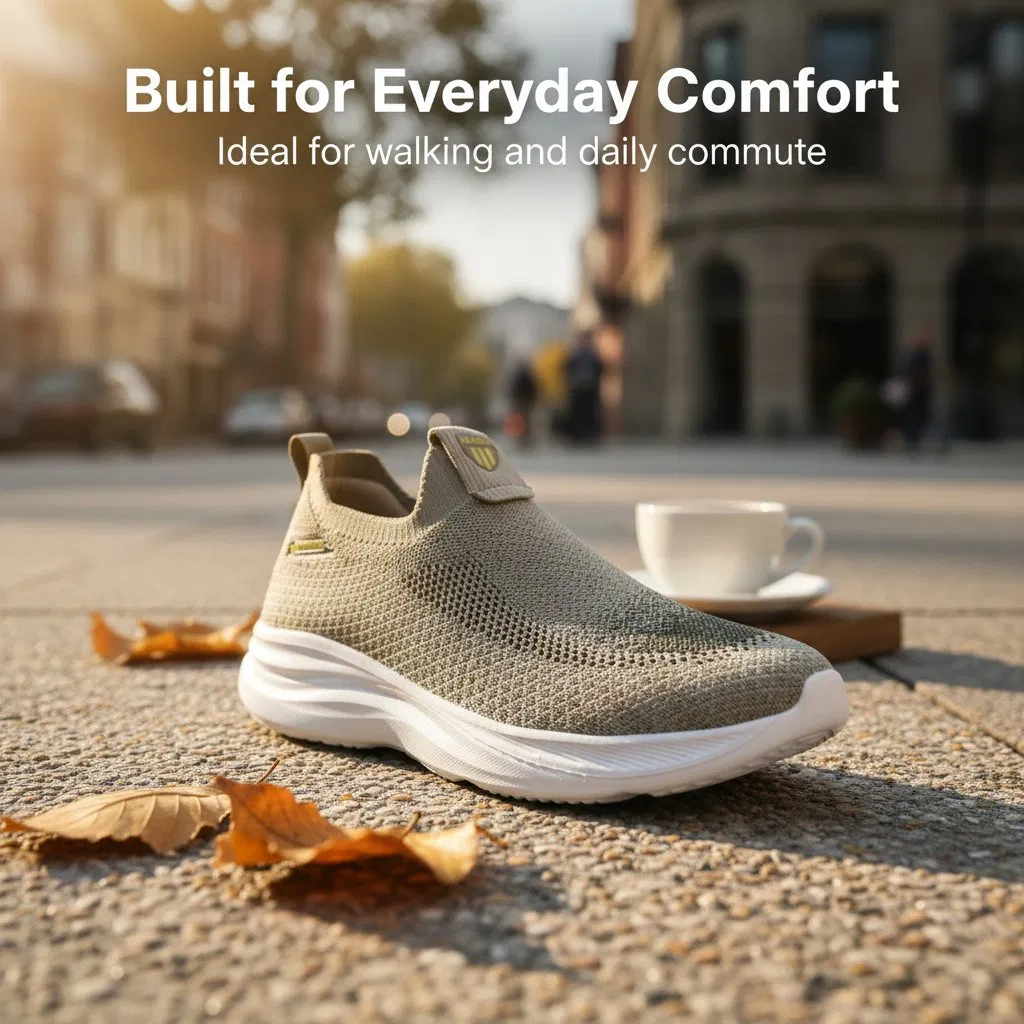 Zapatilla casual ligera de punto transpirable con suela gruesa y acolchada, zapato de moda al por mayor