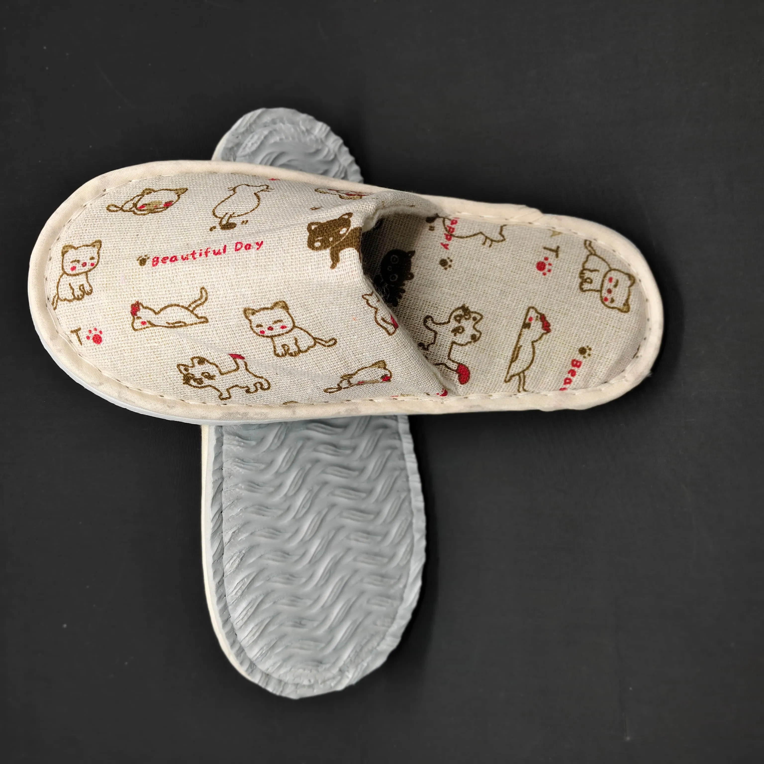 Zapatillas de hotel premium con suela de TPR y acolchado interior de algodón natural