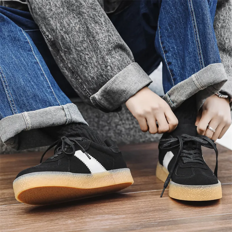 Zapatillas de plataforma casual para hombres blancas, transpirables, para patinaje Ex-25s4003