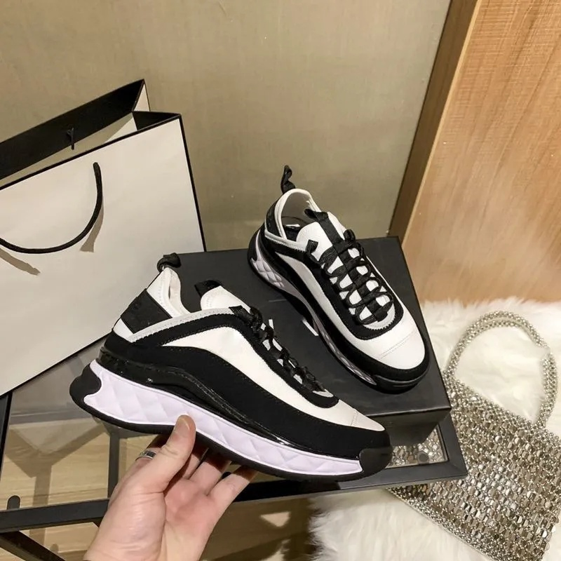 Zapatos casuales y elegantes para mujer, zapatos con bloques de color, zapatos de cuero, zapatos casuales de plataforma, zapatos deportivos originales