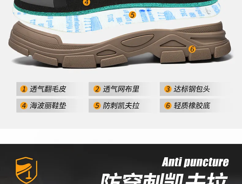 Jy668 Zapatos de seguridad para construcción, zapatos de seguridad laboral para hombres, zapatos de seguridad industrial Woodland