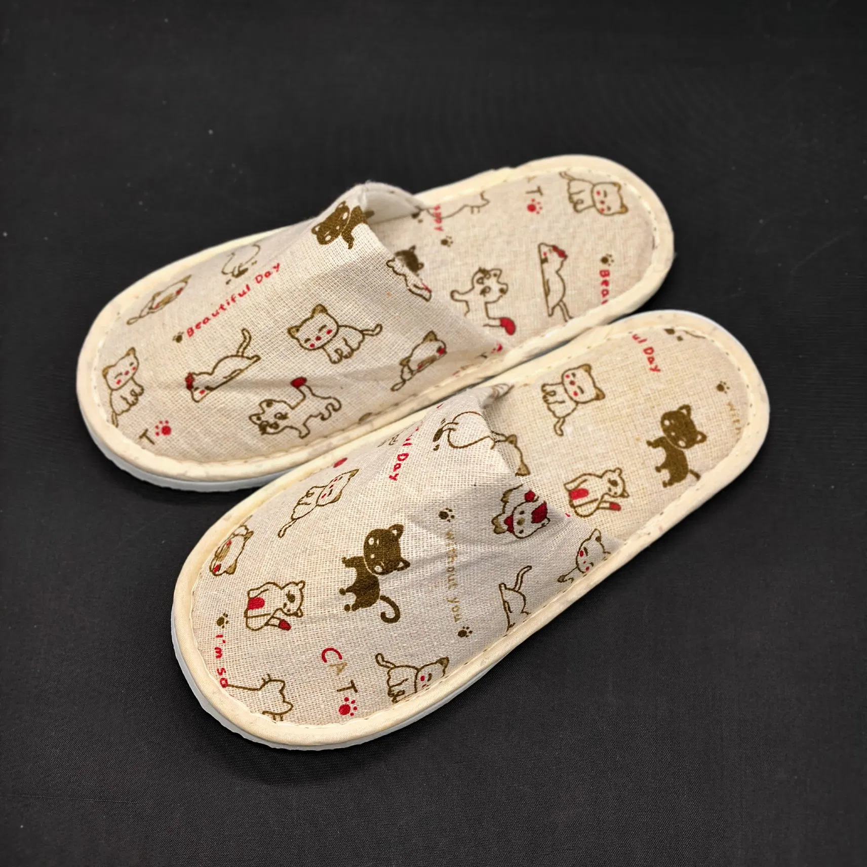 Zapatillas de hotel premium con suela de TPR y acolchado interior de algodón natural