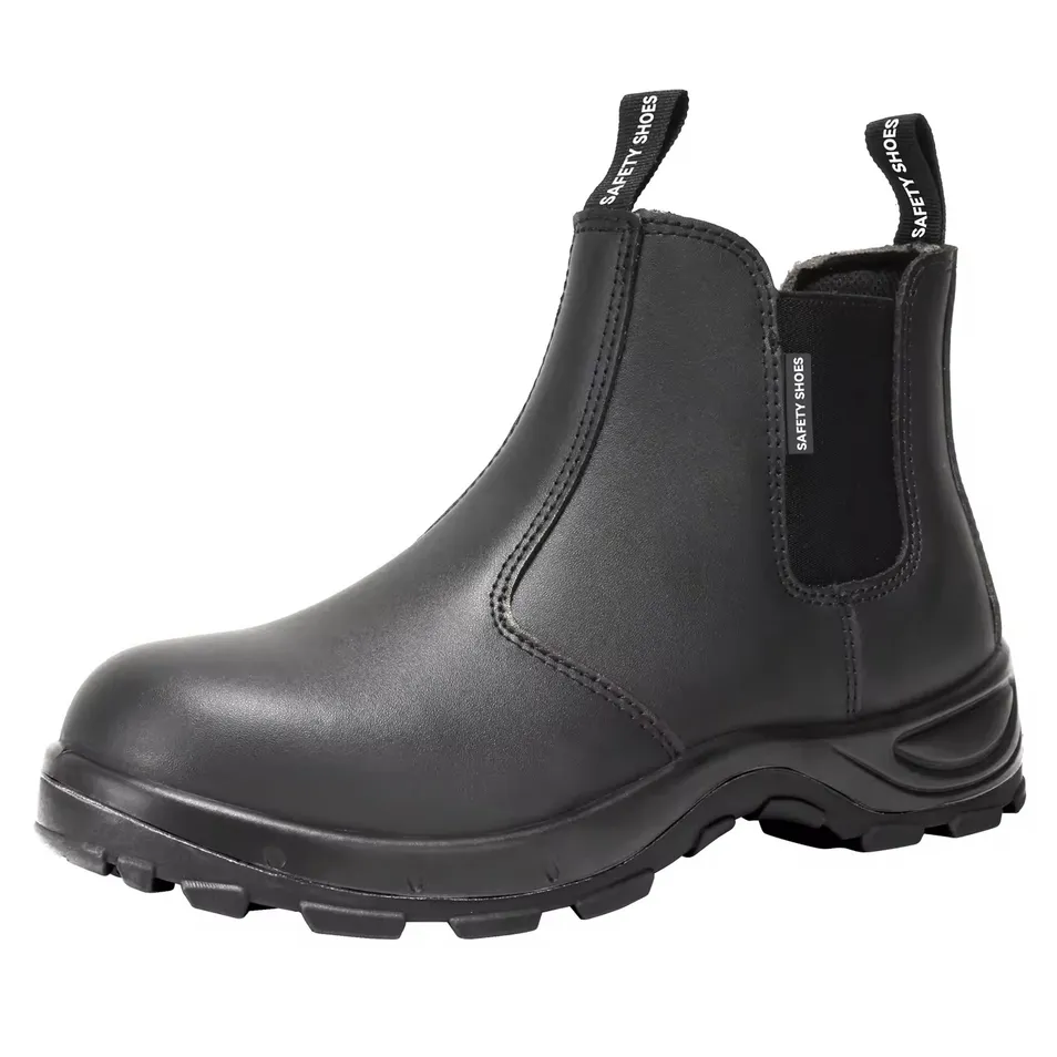 Botas de seguridad de cuero Chelsea para hombres con punta de acero