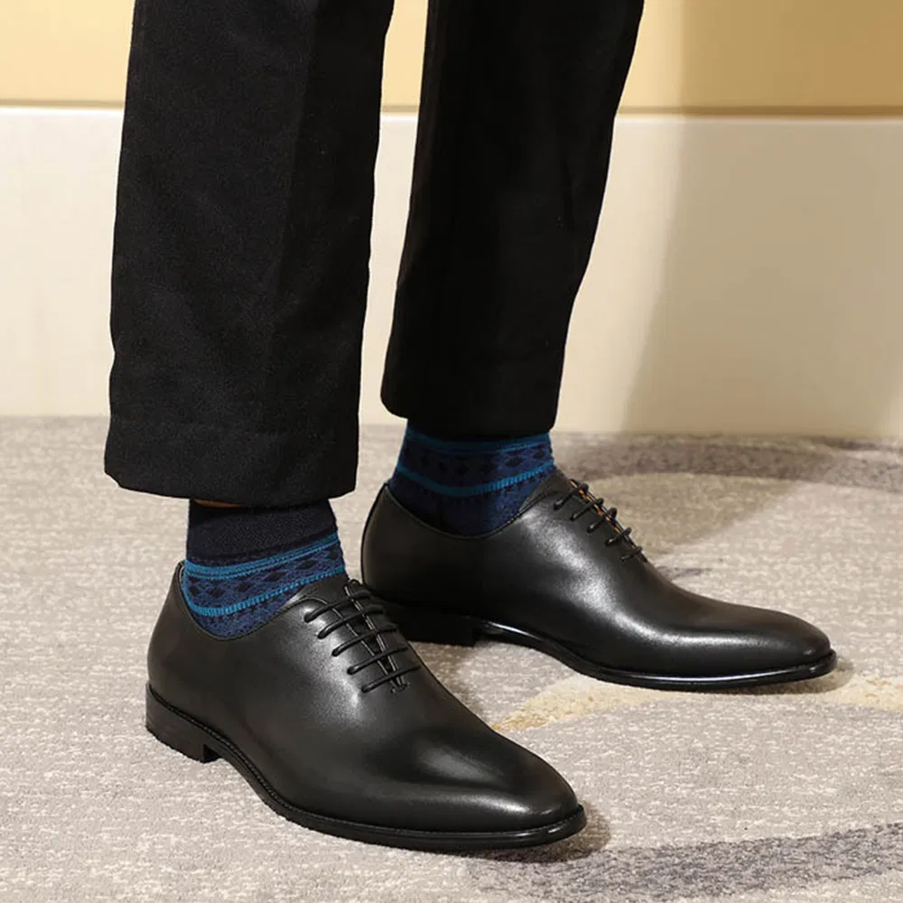 Zapatos de cuero genuino de Oxford, zapatos de vestir de punta para hombres