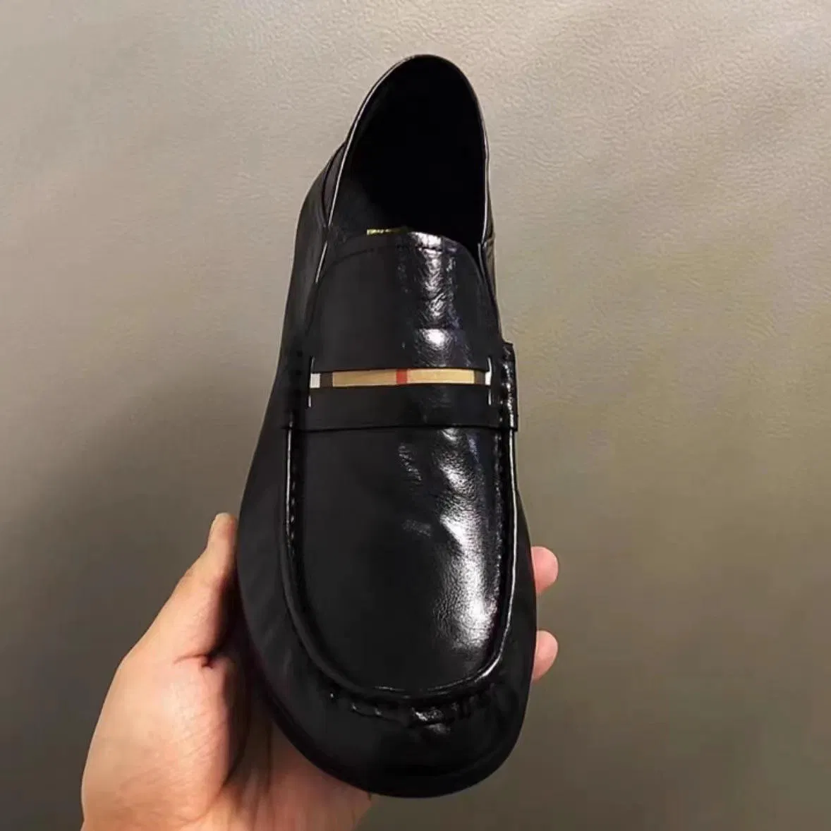 Zapatos Bean Slip-on de Bajo Topo Cómodos de Boca Baja para Hombre, Calzado Plano de Cuatro Estaciones con Tacón Bajo, Estilo de Cuero de Dos Capas a Cuadros