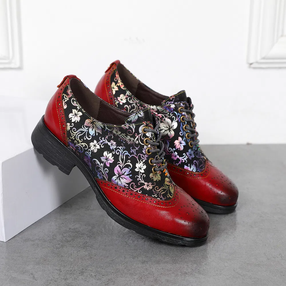 Zapatos de loafer de flores de moda para mujer, zapatos de cuero