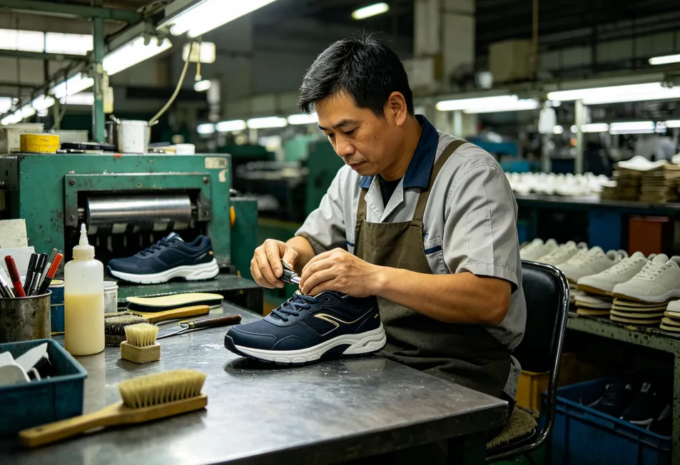 Línea de producción de zapatos de cuero