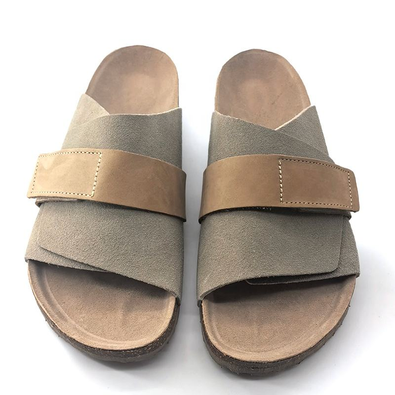 Zapatillas de corcho unisex para playa, abiertas en la parte delantera, con parte superior de cuero y plataforma, zapatos de sandalias para hombre