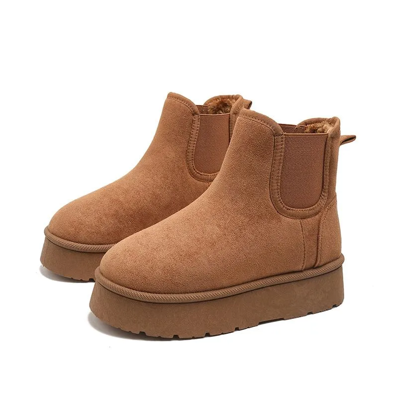 Botas de invierno para mujeres diseñadoras cerca de mí con plataforma elástica y forro de piel de peluche - Botines Martin para hombres y mujeres tamaños 36-41