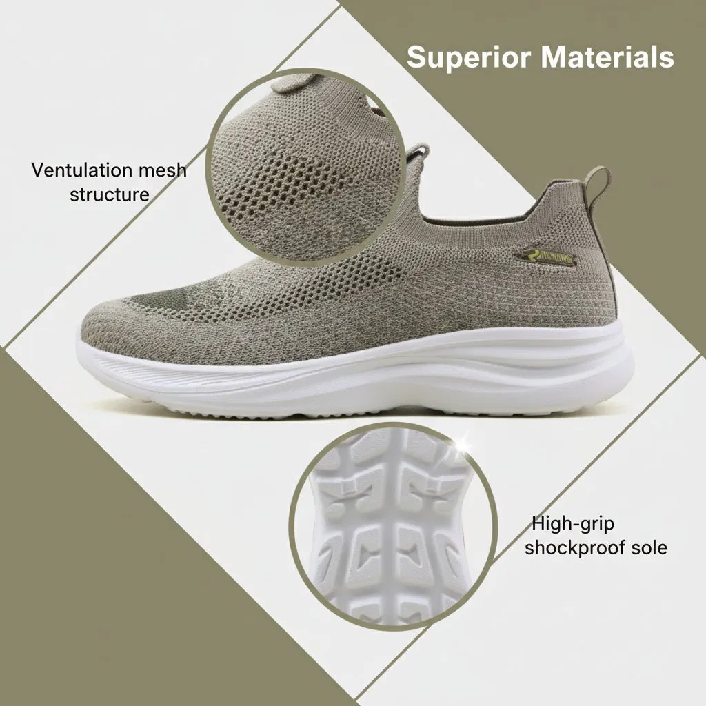 Zapatilla casual ligera de punto transpirable con suela gruesa y acolchada, zapato de moda al por mayor