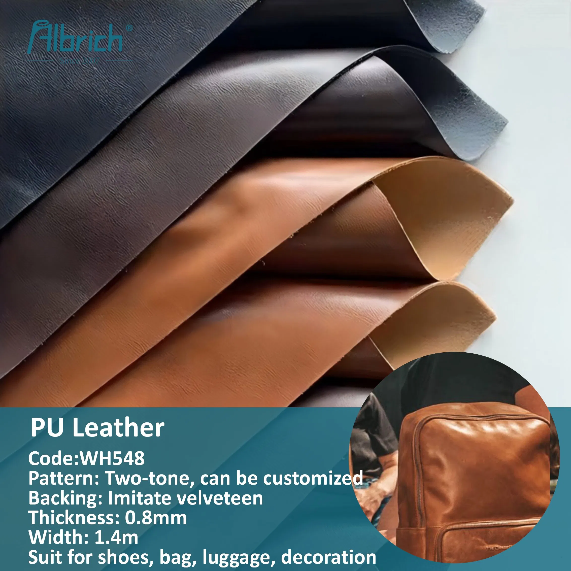 Material de zapato de cuero sintético PU de venta al por mayor, tela de tapicería para bolsas, cuero sintético Wh548 Feria de Este de China