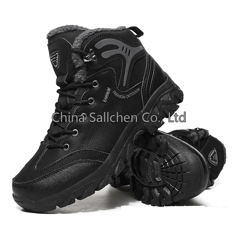 Zapatos de senderismo de caña alta con forro grueso para exteriores, zapatos de montañismo