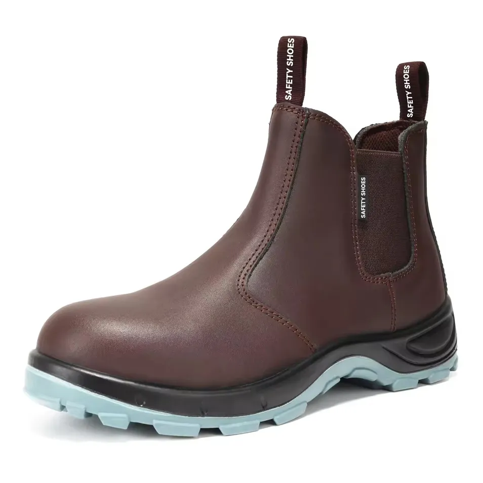Botas de seguridad de cuero Chelsea para hombres con punta de acero