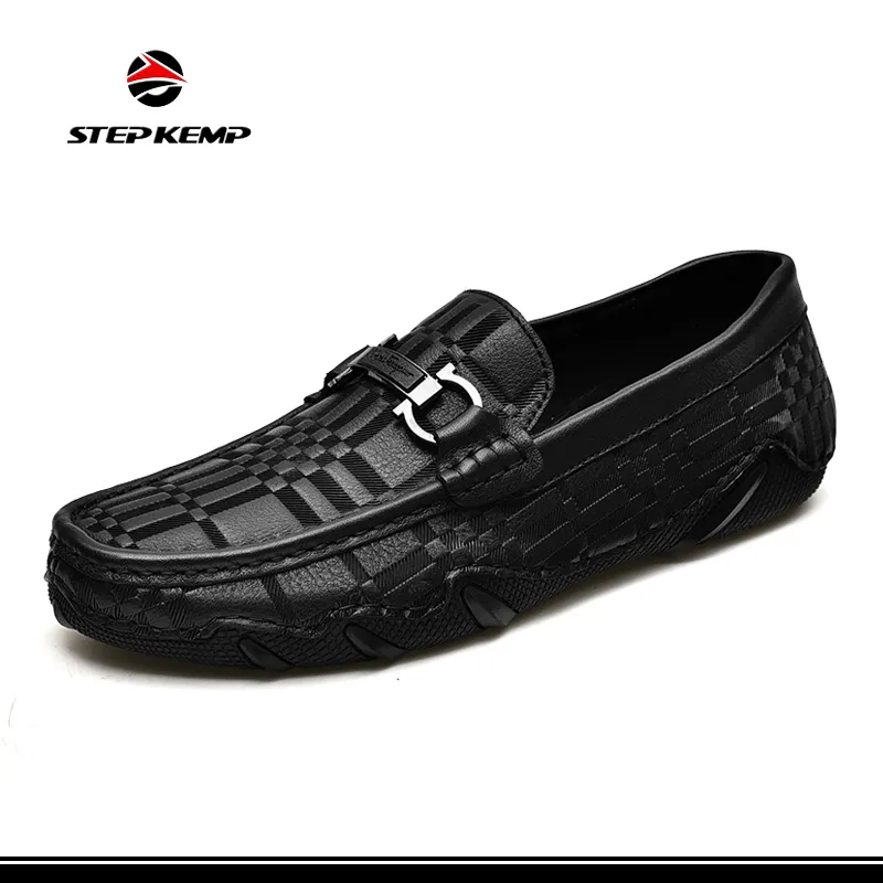 Zapatos de conducción de moda de patente para hombres negros, mocasines, slip on Ex-23L1020
