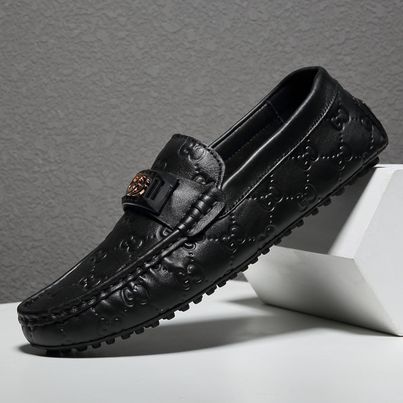 Zapatos de conducción de moda de patente para hombres negros, mocasines, slip on Ex-23L1020