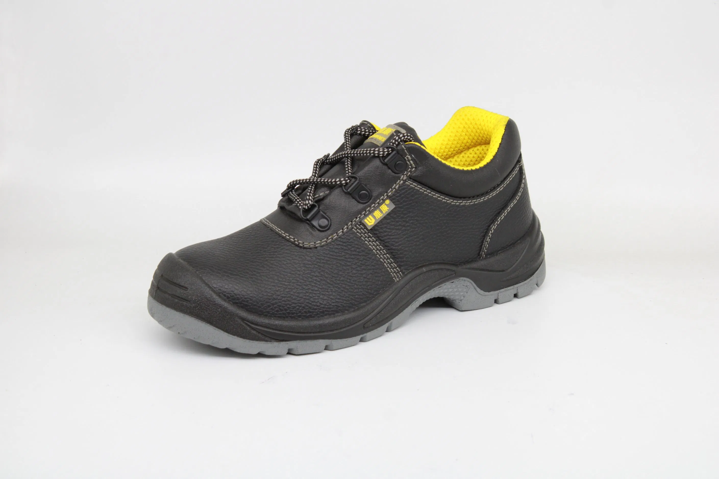 Zapato de seguridad con punta de acero, media suela anti impacto y penetración, con suela de poliuretano y cuero genuino grabado
