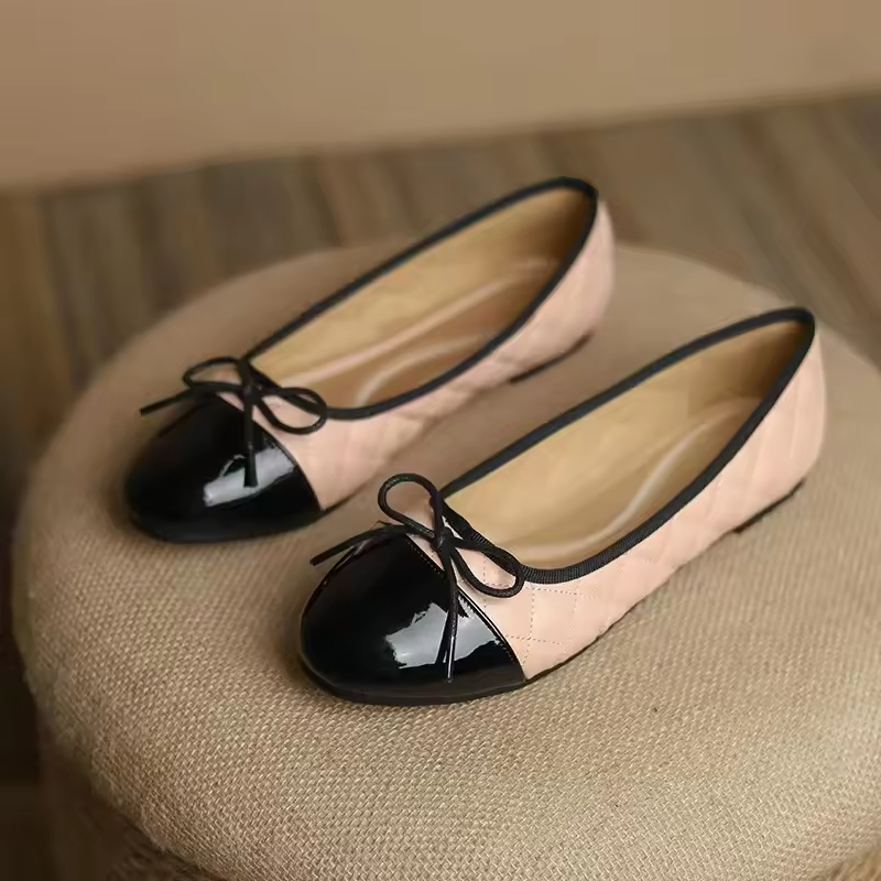 Zapatos planos de moda con lazo de lentejuelas baratos al por mayor, estilo de caminar para oficina, elegantes zapatos de baile casuales para mujeres y damas