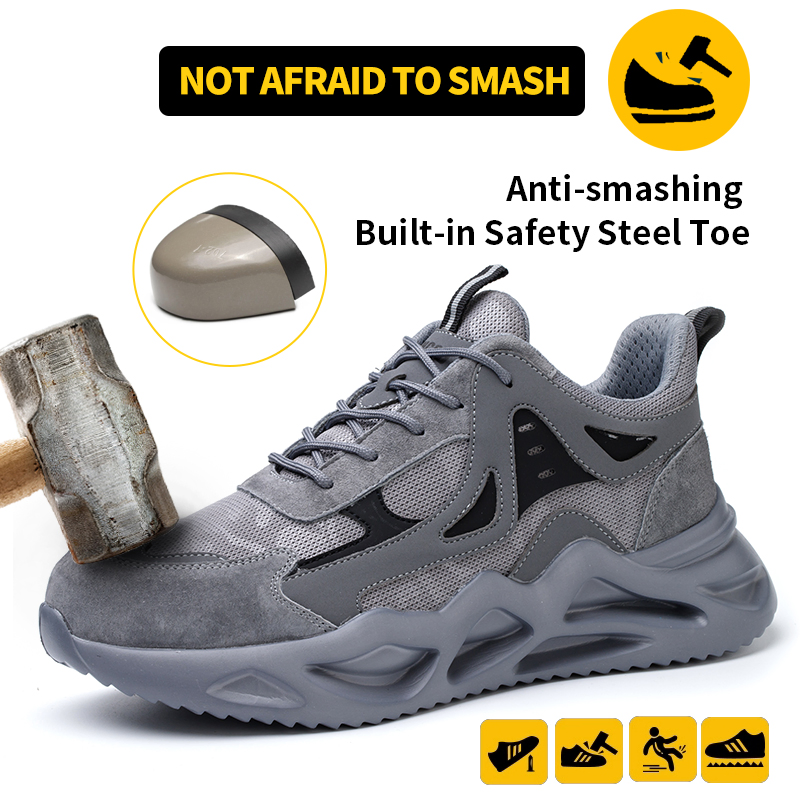 Zapatos de seguridad ligeros con punta de acero anti-perforación para hombres
