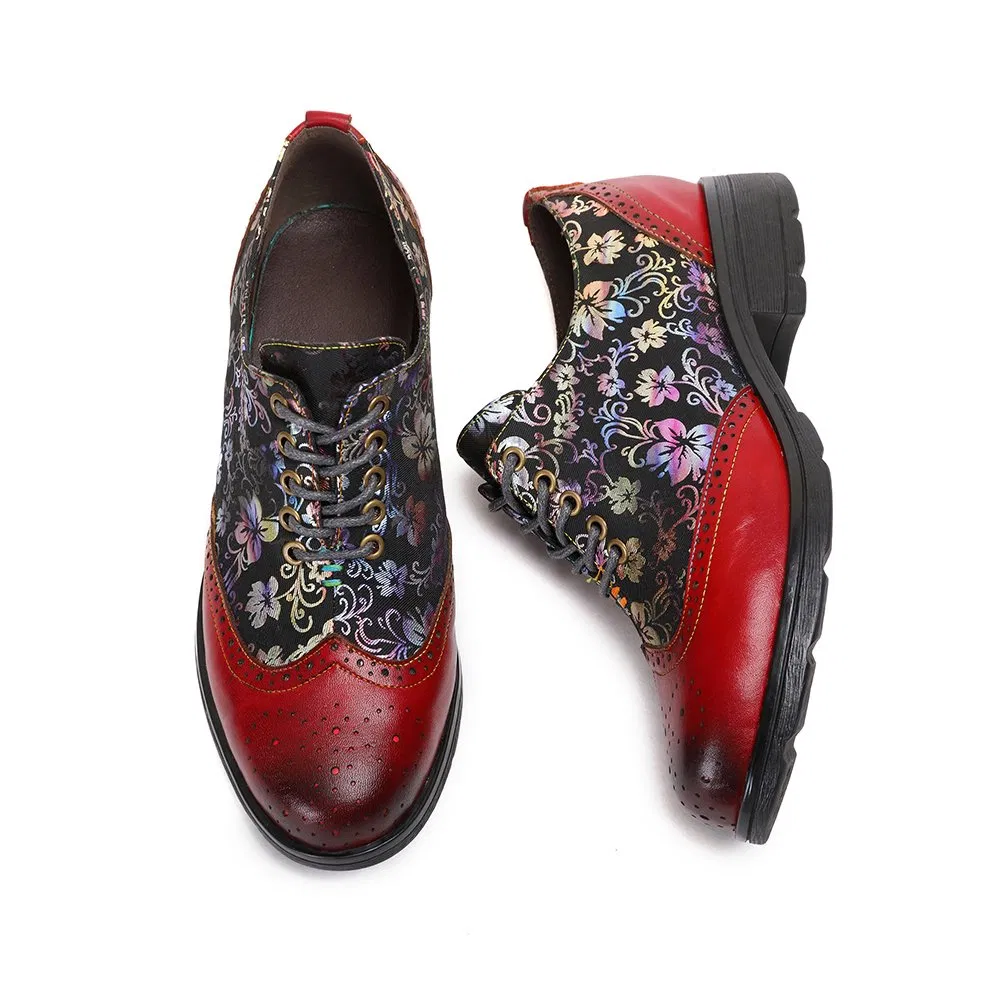Zapatos de loafer de flores de moda para mujer, zapatos de cuero