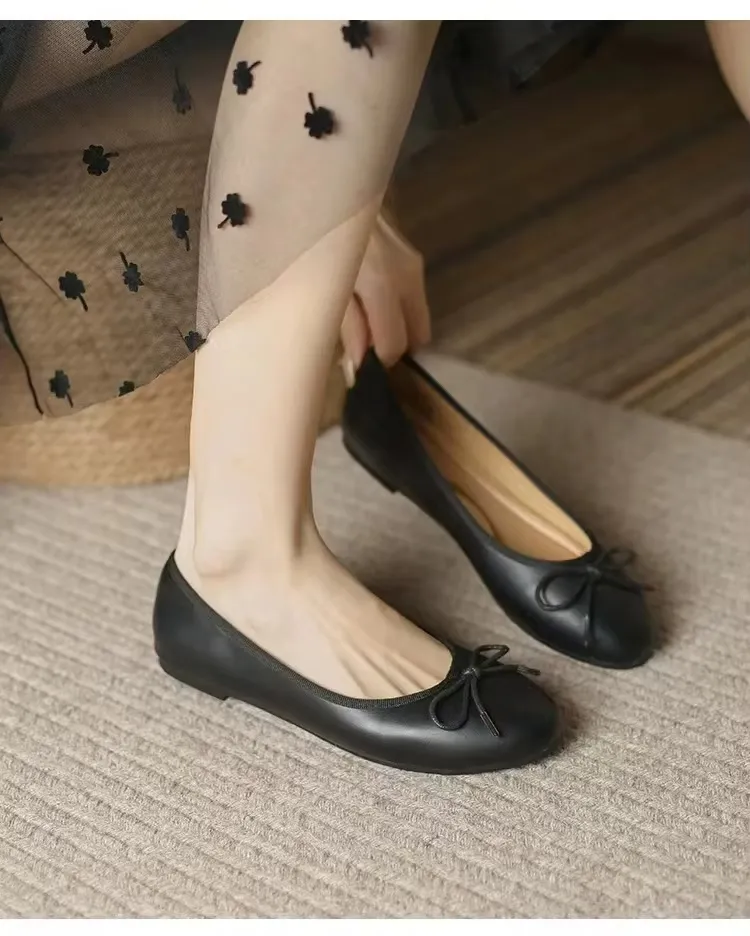 Zapatos planos de moda con lazo de lentejuelas