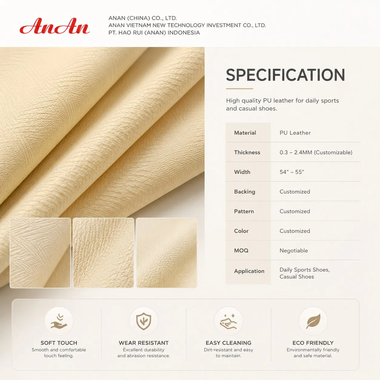 Cuero sintético vegano ligero y transpirable de microfibra PU para zapatillas deportivas, fabricante certificado RoHS