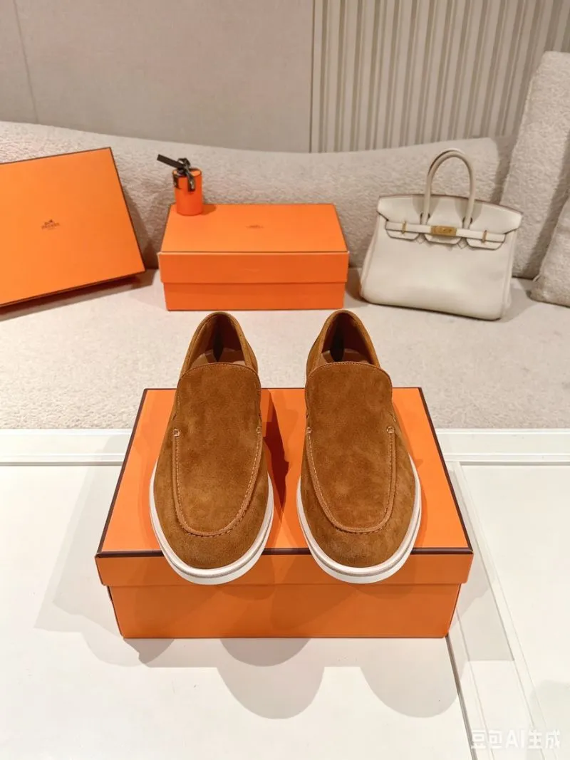 Mocasines de cuero de ante de réplicas de marcas de lujo, planos y cómodos, zapatos de vestir casuales para hombres