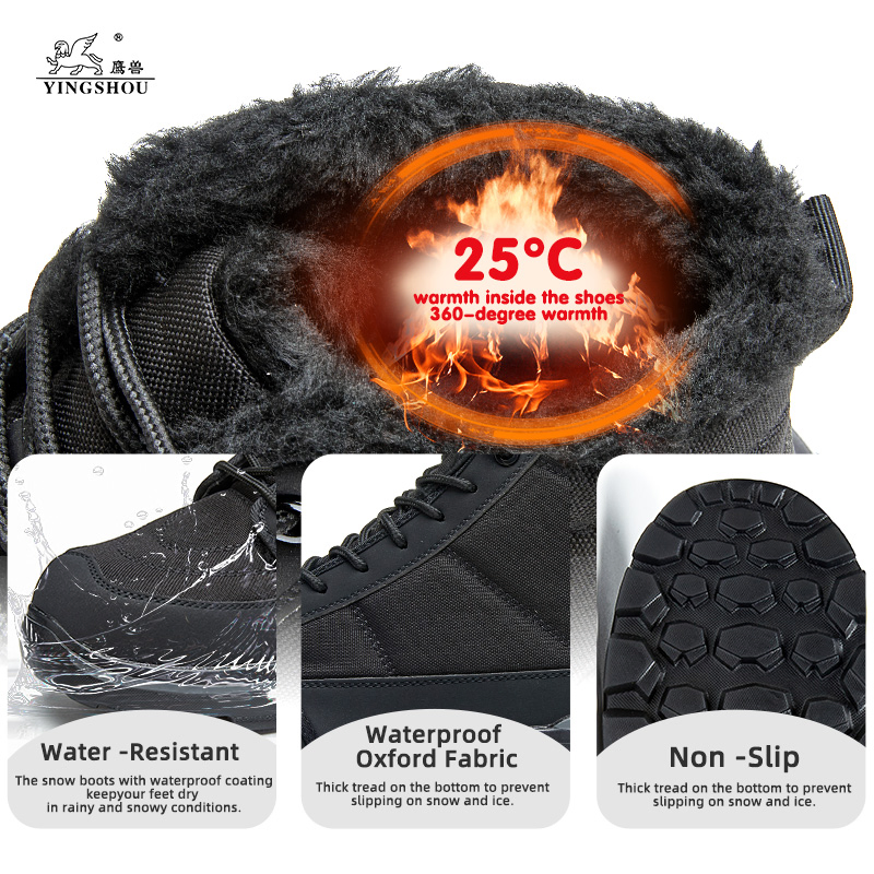 Botas de seguridad impermeables para invierno, cálidas, resistentes al frío, zapatos de trabajo con punta de acero, suela de goma antideslizante, botas de seguridad para senderismo