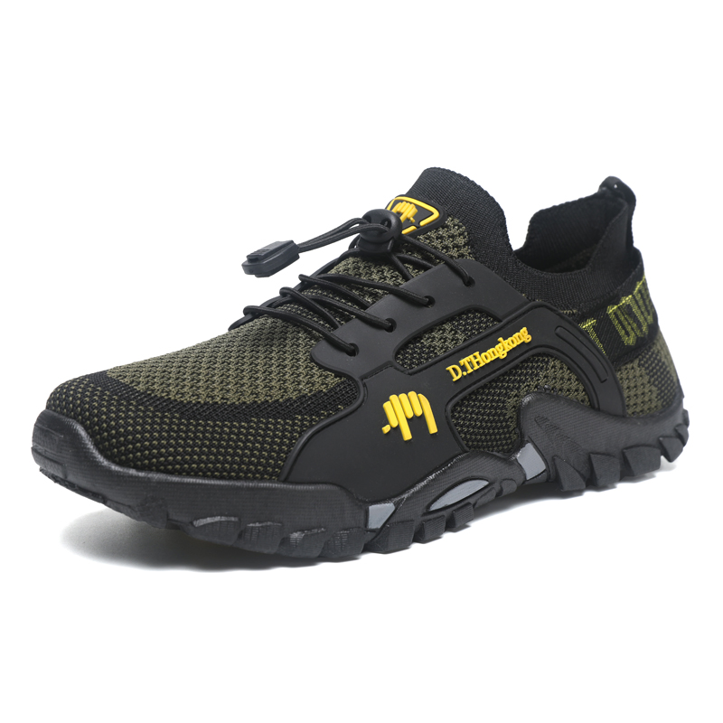 Zapatillas de senderismo transpirables para hombre, de fábrica, al por mayor, sin cordones, de malla, antideslizantes