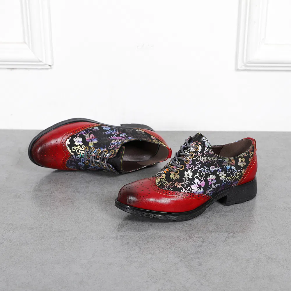 Zapatos de loafer de flores de moda para mujer, zapatos de cuero