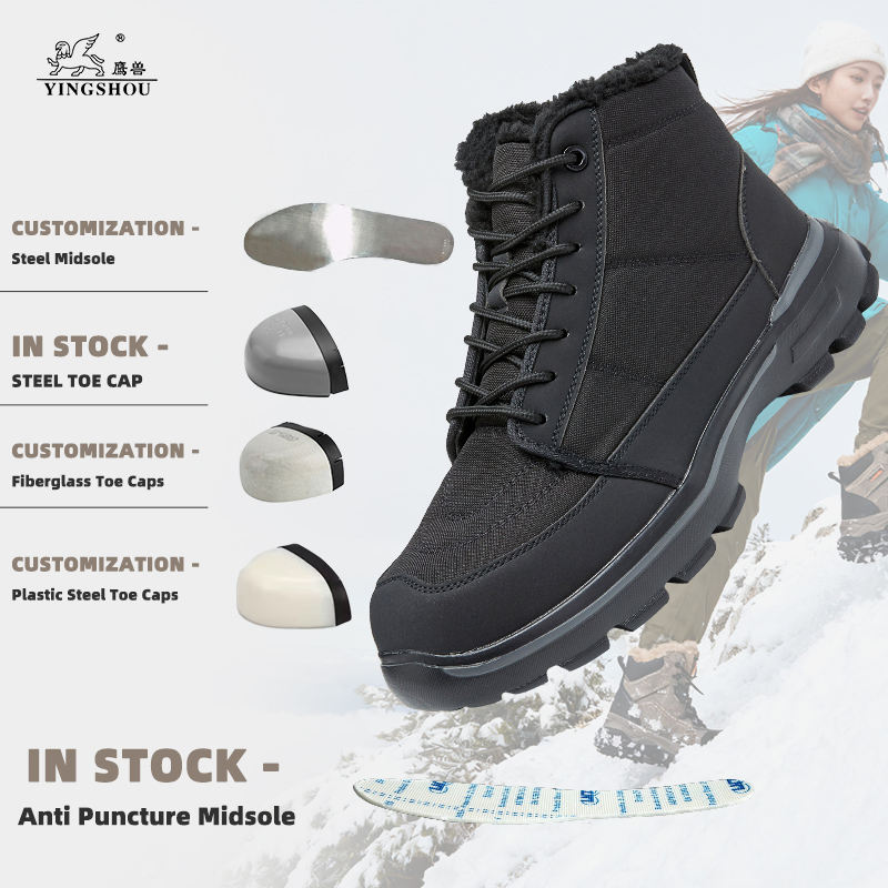 Botas de seguridad impermeables para invierno, cálidas, resistentes al frío, zapatos de trabajo con punta de acero, suela de goma antideslizante, botas de seguridad para senderismo
