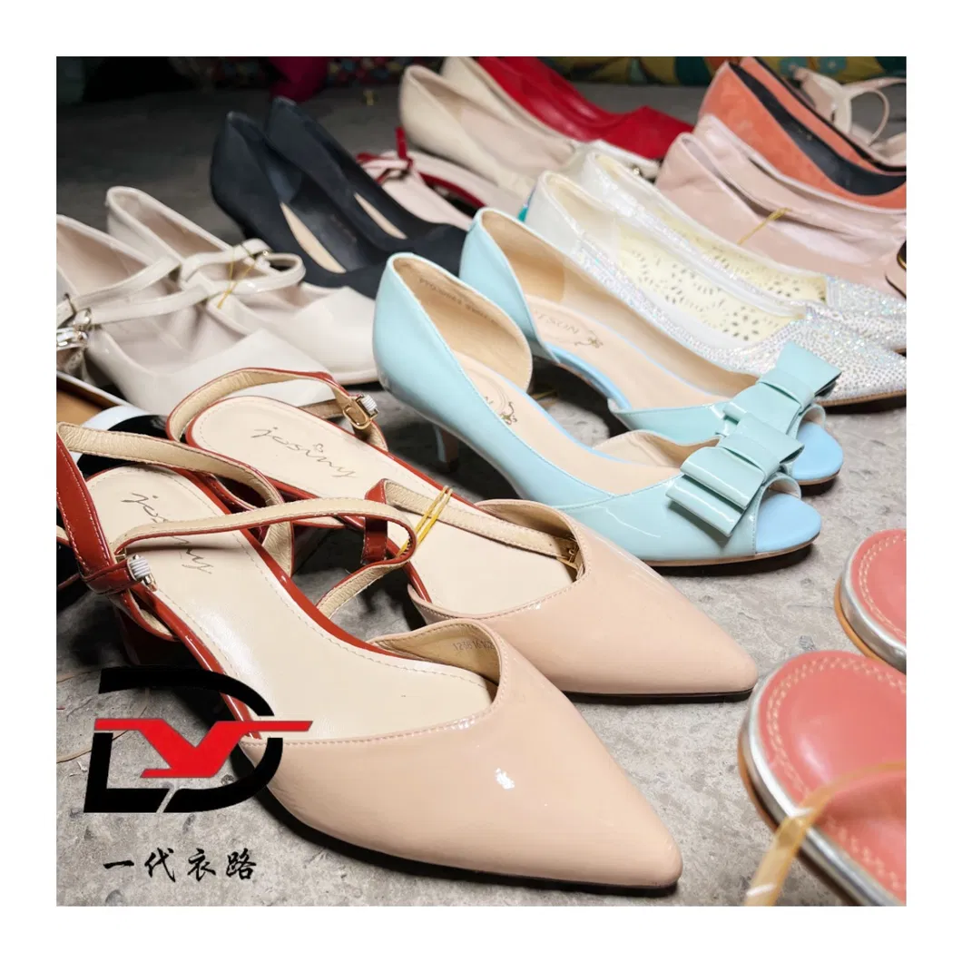 S15 Zapatos de tacón alto para mujeres usados, zapatos de moda, tacones delgados, cuero para adultos, paquete barato