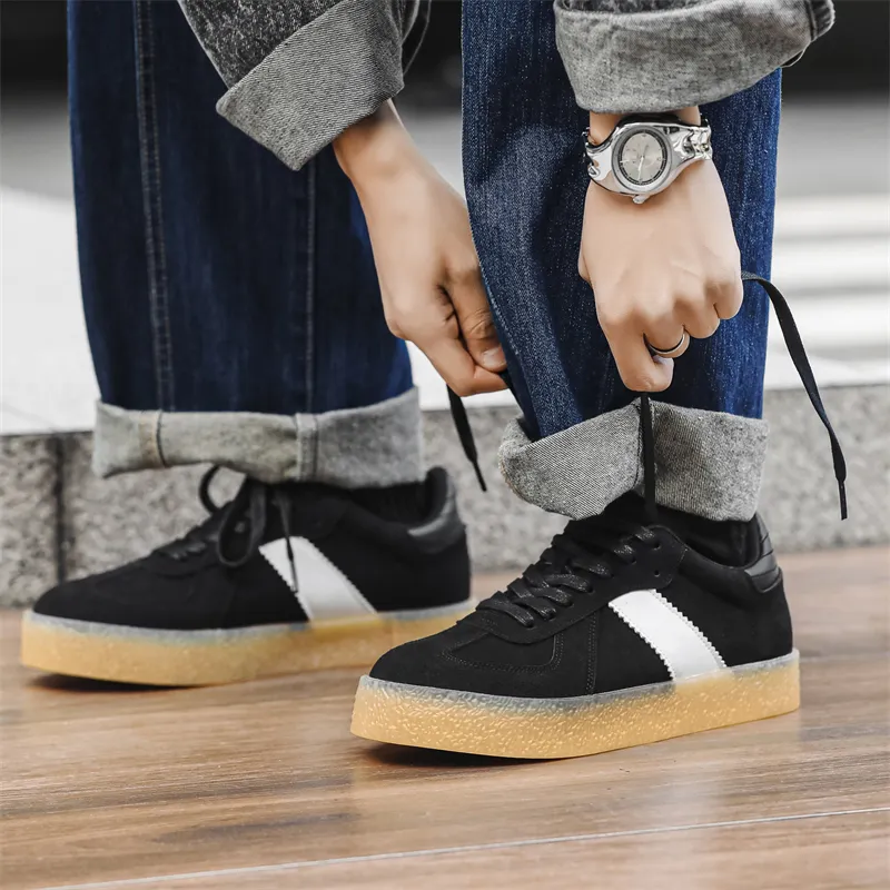 Zapatillas de plataforma casual para hombres blancas, transpirables, para patinaje Ex-25s4003