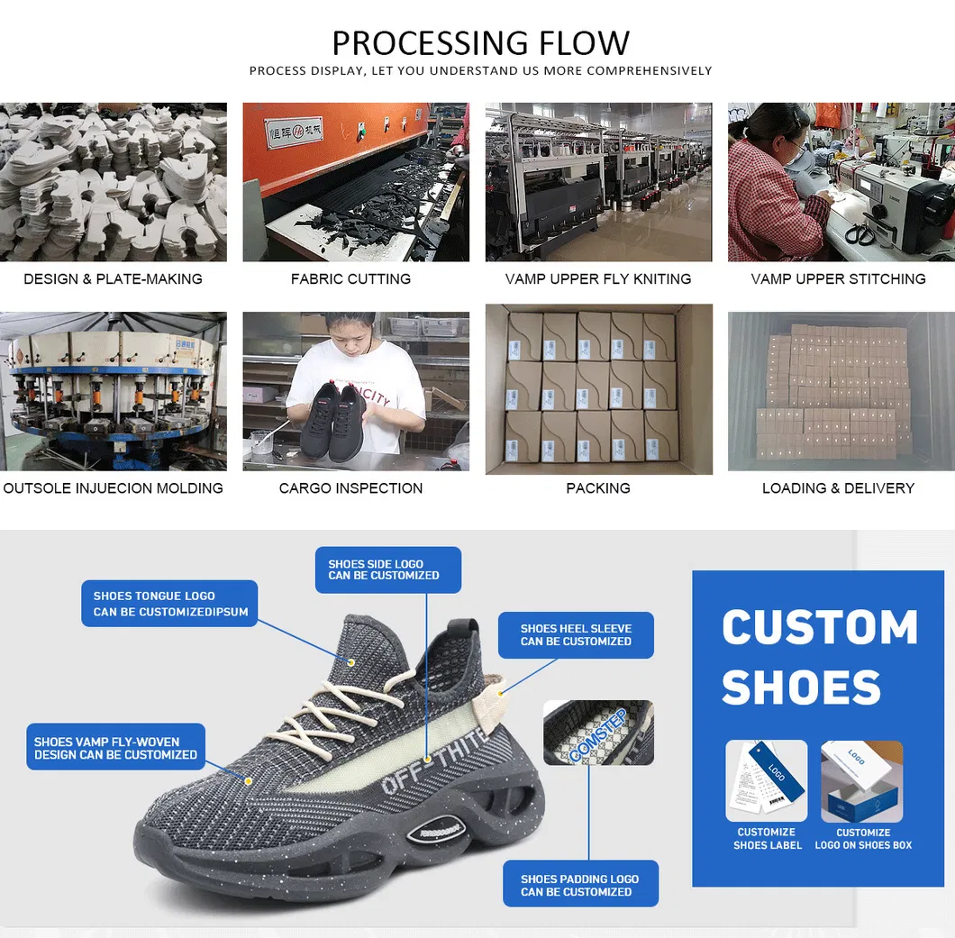 Flujo de procesamiento de zapatos deportivos de moda para hombres de alta calidad