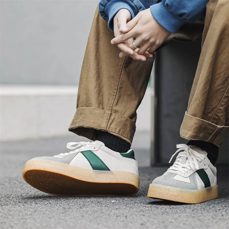 Zapatillas de plataforma casual para hombres blancas, transpirables, para patinaje Ex-25s4003