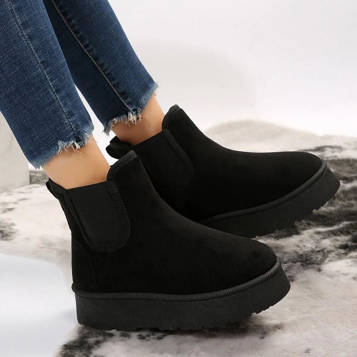 Botas de invierno para mujeres diseñadoras cerca de mí con plataforma elástica y forro de piel de peluche - Botines Martin para hombres y mujeres tamaños 36-41