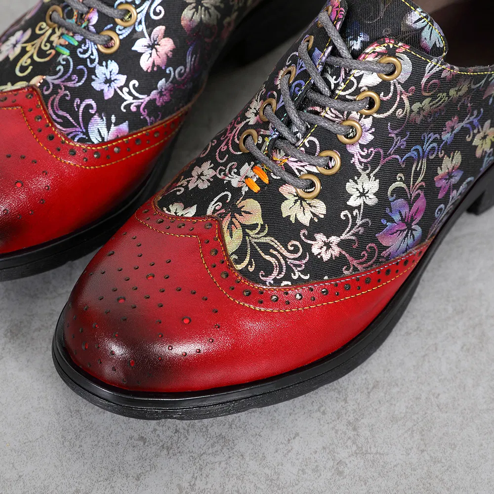 Zapatos de loafer de flores de moda para mujer, zapatos de cuero