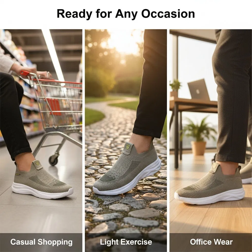 Zapatilla casual ligera de punto transpirable con suela gruesa y acolchada, zapato de moda al por mayor