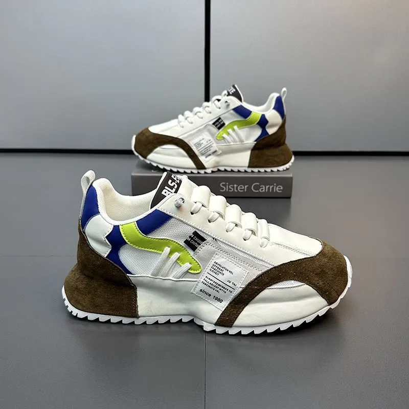 Zapatillas de running para hombres en malla de ante verde menta transpirables