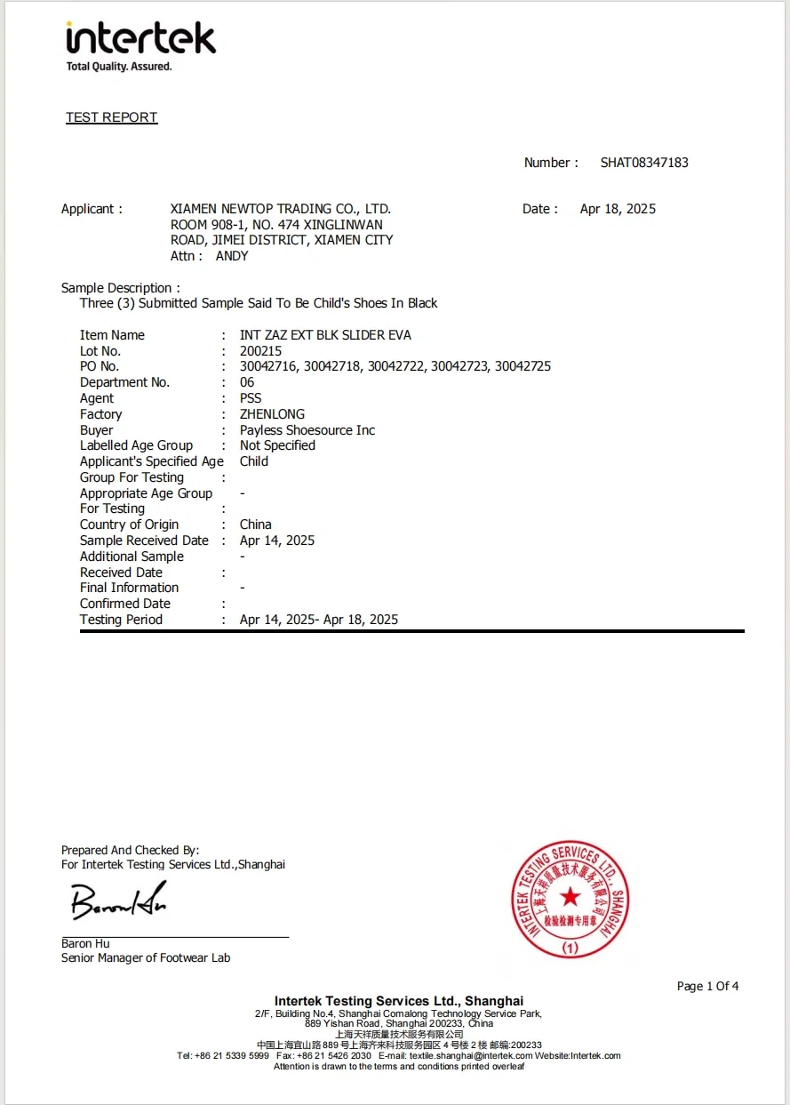 Certificado de Calzado