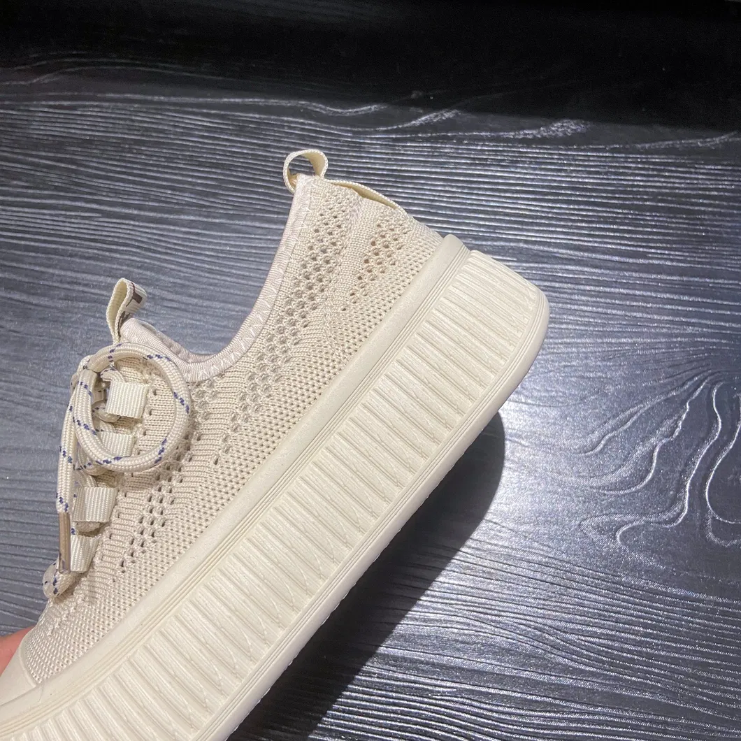 Llegada Nueva de Verano Zapatos de Lona para Mujeres con Suela Gruesa, Cordones, para Uso Casual y Deportivo, Moda y Tendencia, Zapatos Blancos Fa-M16