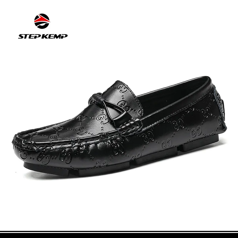 Zapatos de conducción de moda de patente para hombres negros, mocasines, slip on Ex-23L1020