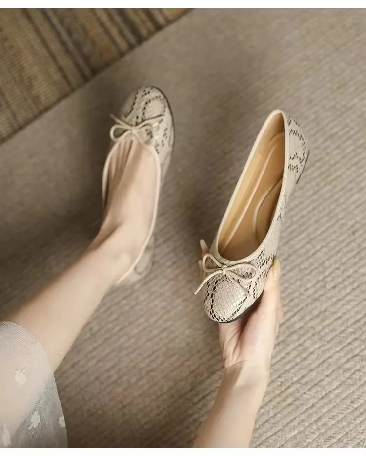 Zapatos planos de moda con lazo de lentejuelas