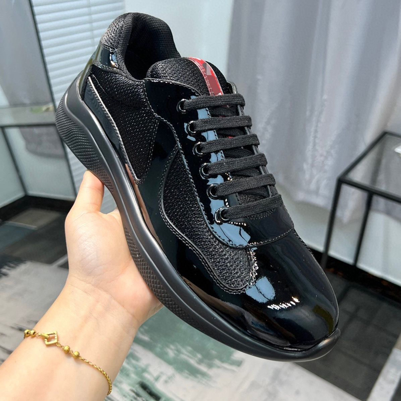 Zapatos de lujo casuales de venta caliente, zapatos de cuero, zapatillas de moda para correr, zapatillas negras de nylon