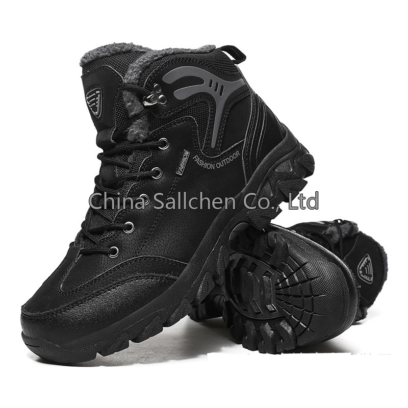 Zapatos de senderismo de caña alta con forro grueso para exteriores, zapatos de montañismo